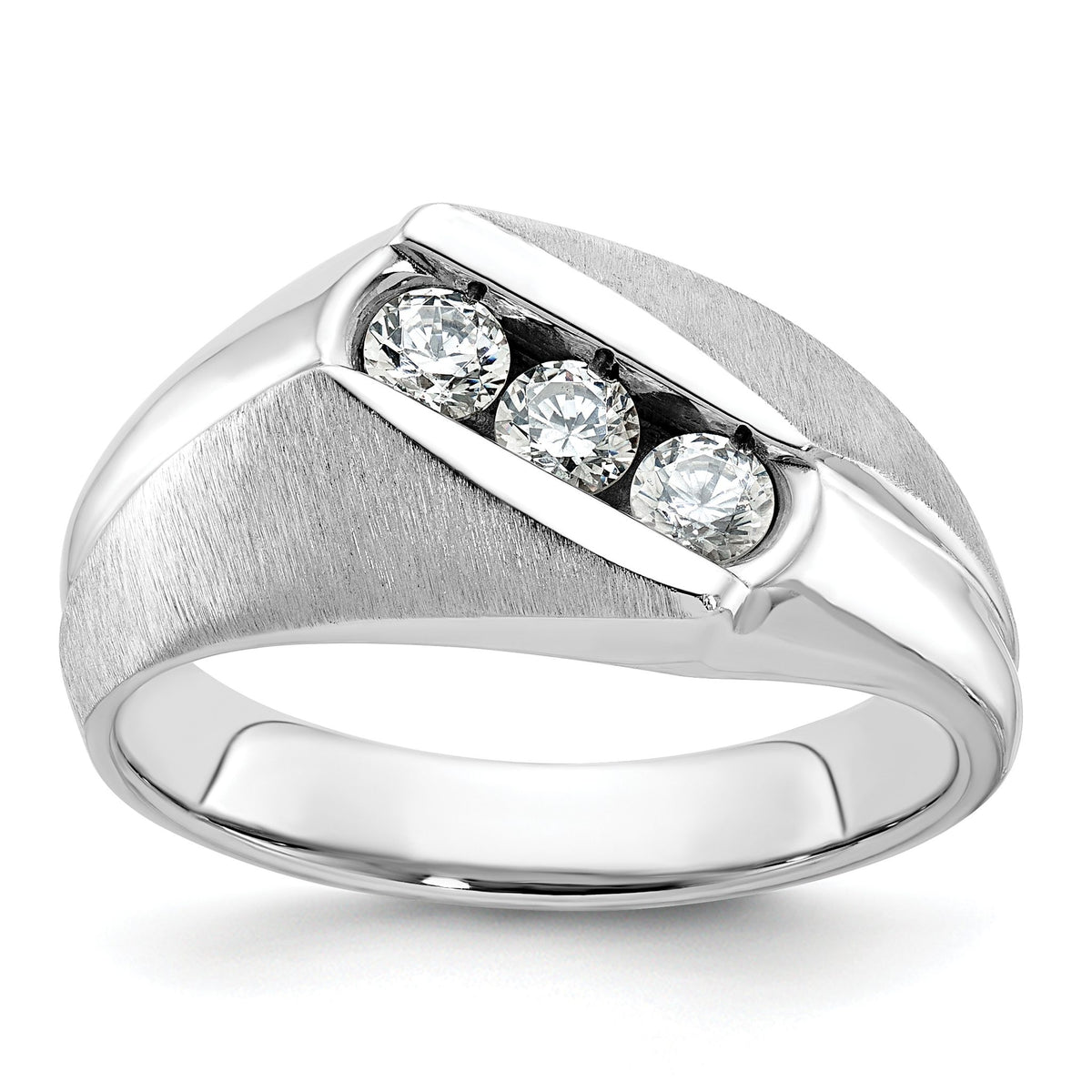 Men's Three-Stone Diamond Ring in 14K White Gold (1/2 ct. tw.), Size 10 - Sophia Jewelers Main image