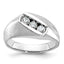 14k White Gold Men's Polished and Satin 3-Stone 1/2 Carat AA Quality Diamond Ring - Sophia Jewelers