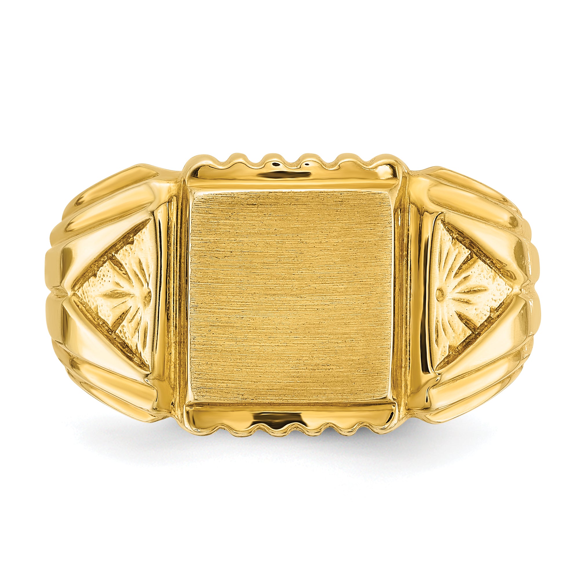 14k 10x10mm Men's Square Signet Ring