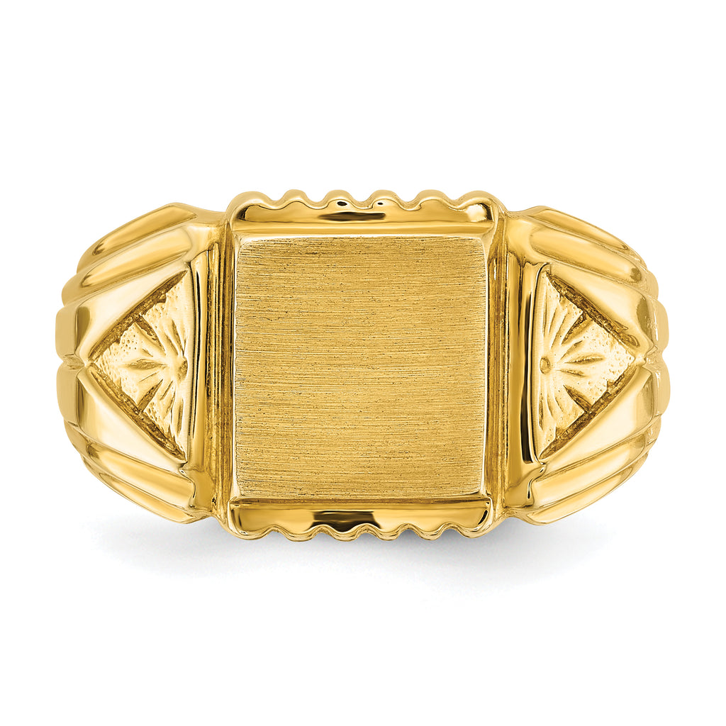 14k 10x10mm Men's Square Signet Ring