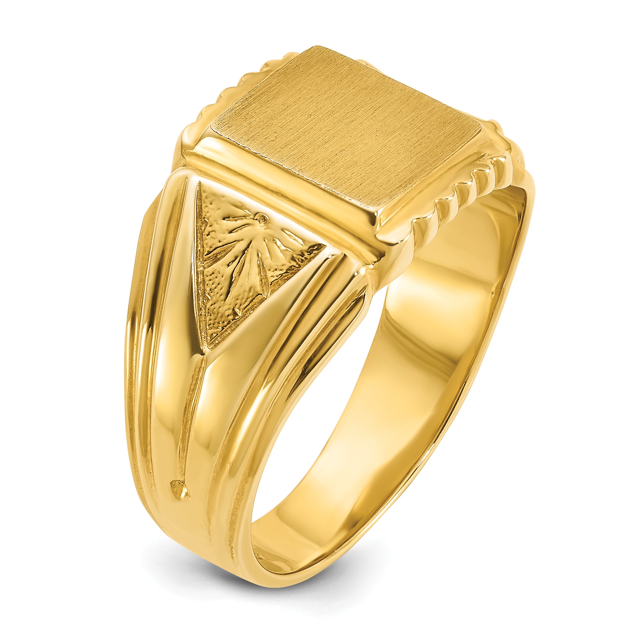 14k 10x10mm Men's Square Signet Ring