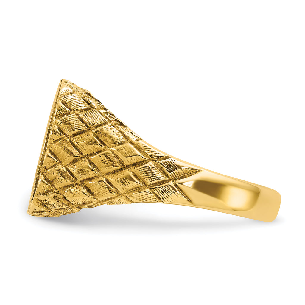 14k 14.8x14.8mm Men's Cushion Signet Ring