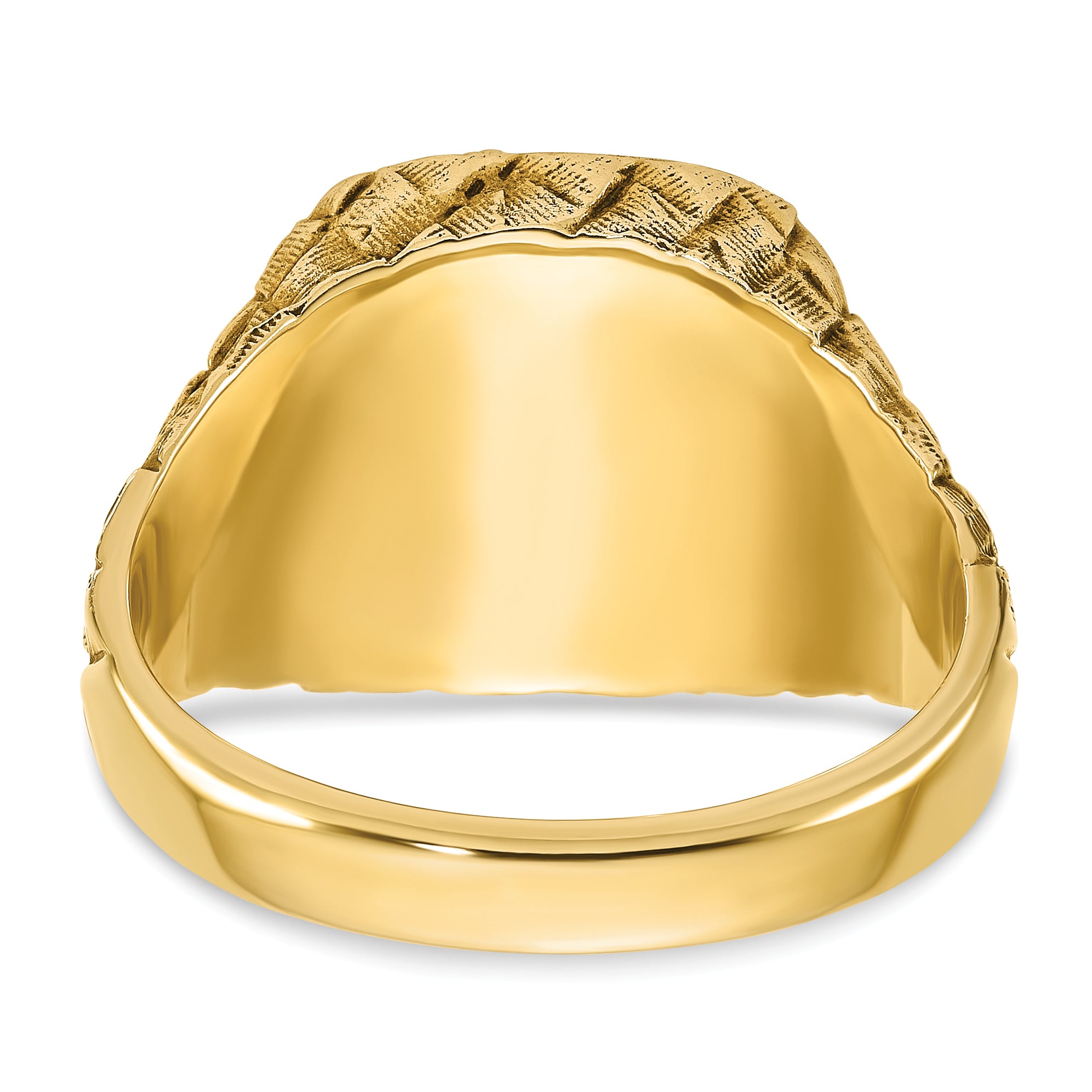 14k 14.8x14.8mm Men's Cushion Signet Ring