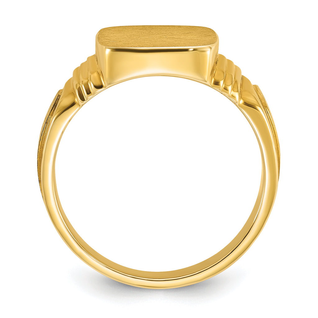14k 14x12mm Men's Cushion Signet Ring