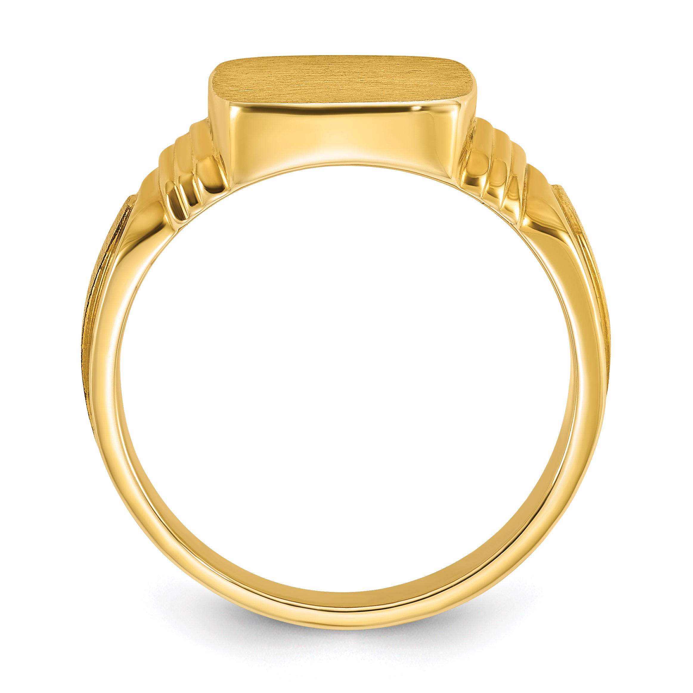 14k 14x12mm Men's Cushion Signet Ring