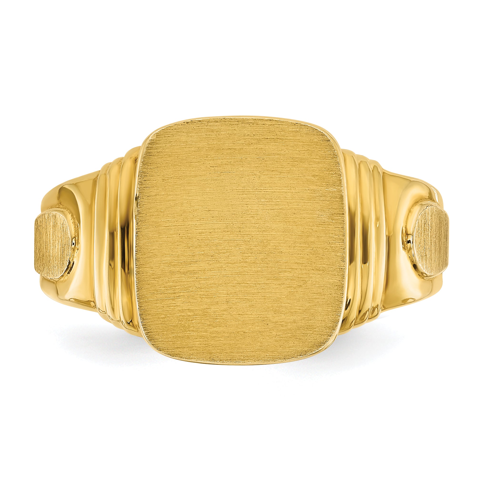 14k 14x12mm Men's Cushion Signet Ring