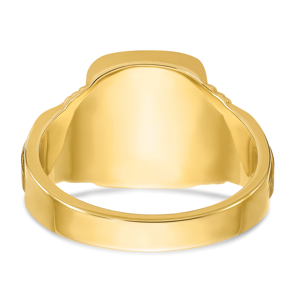 14k 14x12mm Men's Cushion Signet Ring
