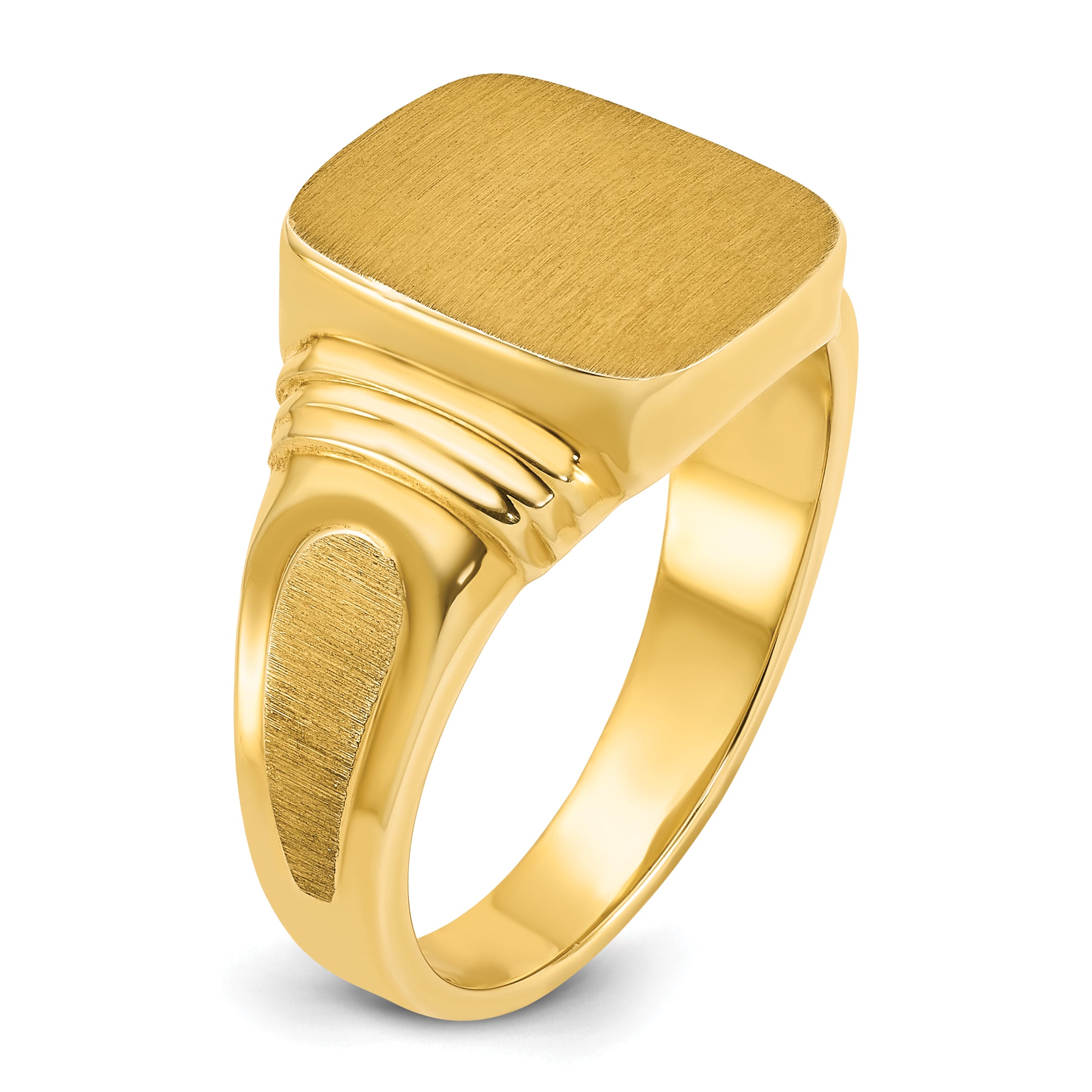 14k 14x12mm Men's Cushion Signet Ring
