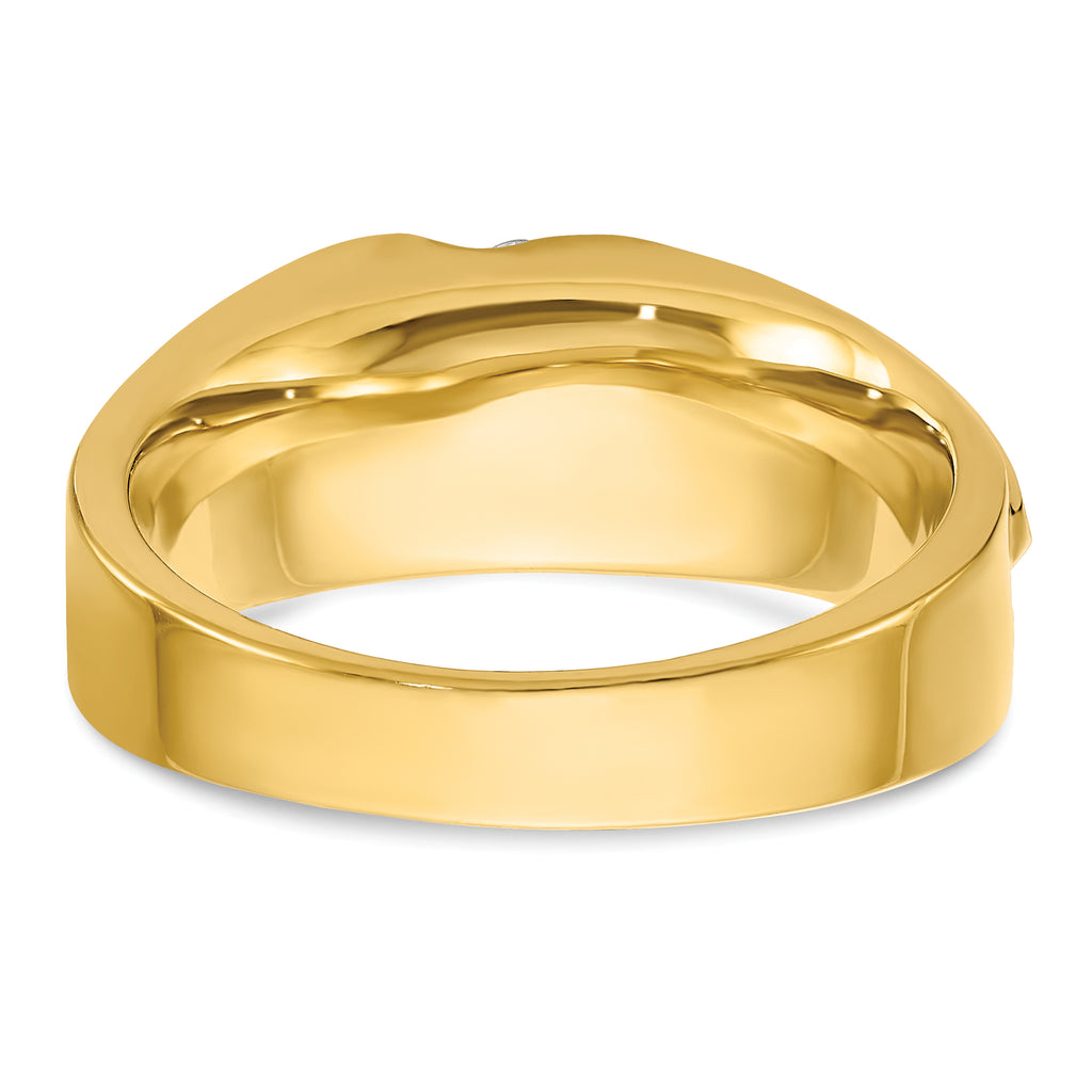 14k Two-tone Men's Polished Satin and Grooved 4-Stone Ring Mounting, Mounting Only - Sophia Jewelers