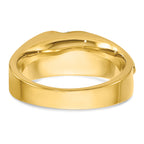14k Two-tone Men's Polished Satin and Grooved 4-Stone Ring Mounting, Mounting Only - Sophia Jewelers