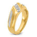 14k Two-tone Men's Polished Satin and Grooved 4-Stone 1/4 Carat AA Quality Diamond Ring - Sophia Jewelers