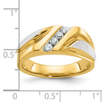 14k Two-tone Men's Polished Satin and Grooved 4-Stone 1/4 Carat AA Quality Diamond Ring - Sophia Jewelers