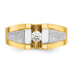 14k Two-tone Mens Polished and Satin 1/4 carat Diamond Complete Ring - Sophia Jewelers
