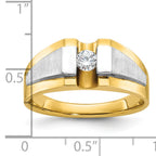 14k Two-tone Mens Polished and Satin 1/4 carat Diamond Complete Ring - Sophia Jewelers