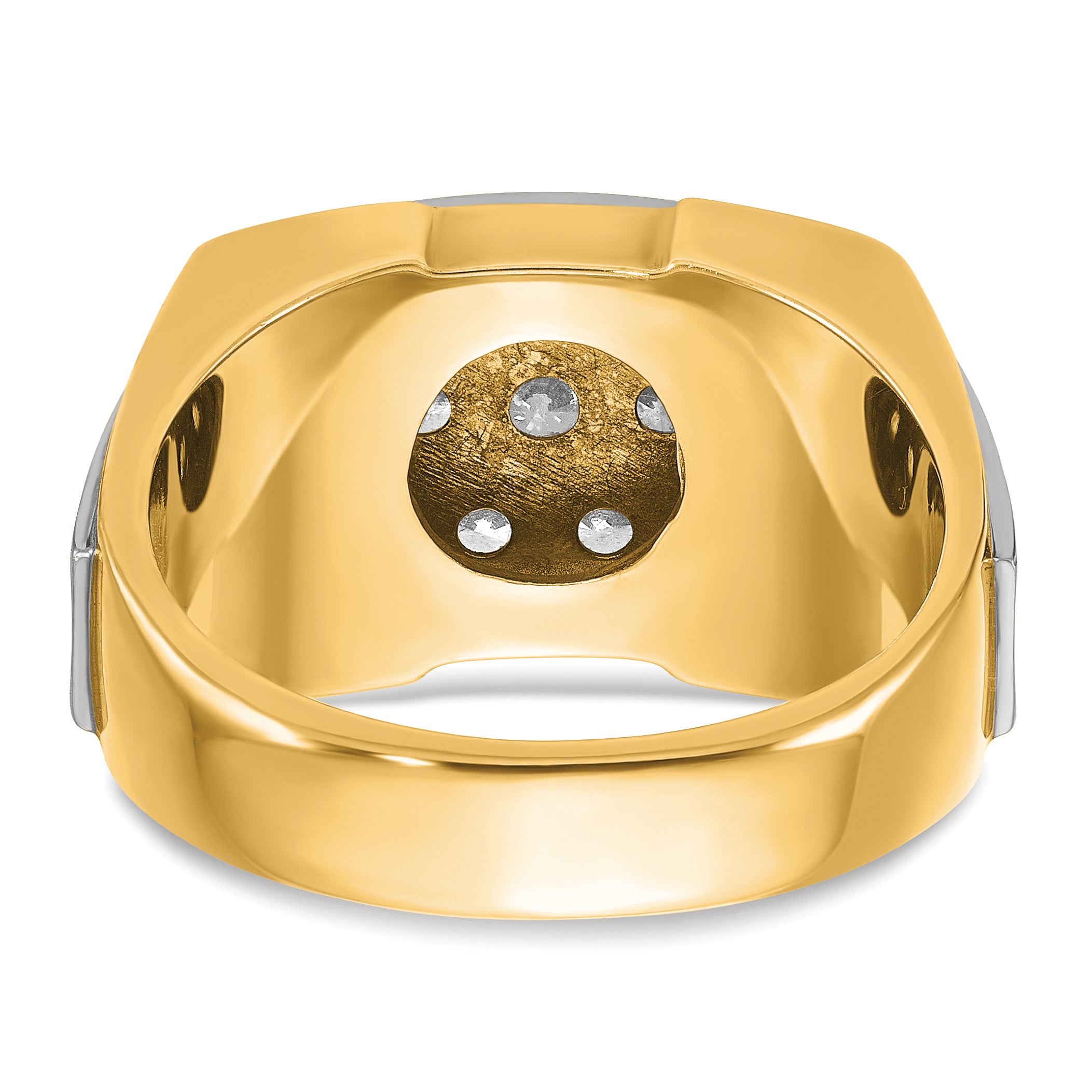 14k Two-tone Mens Polished and Satin Cluster Ring Mounting, Mounting Only - Sophia Jewelers