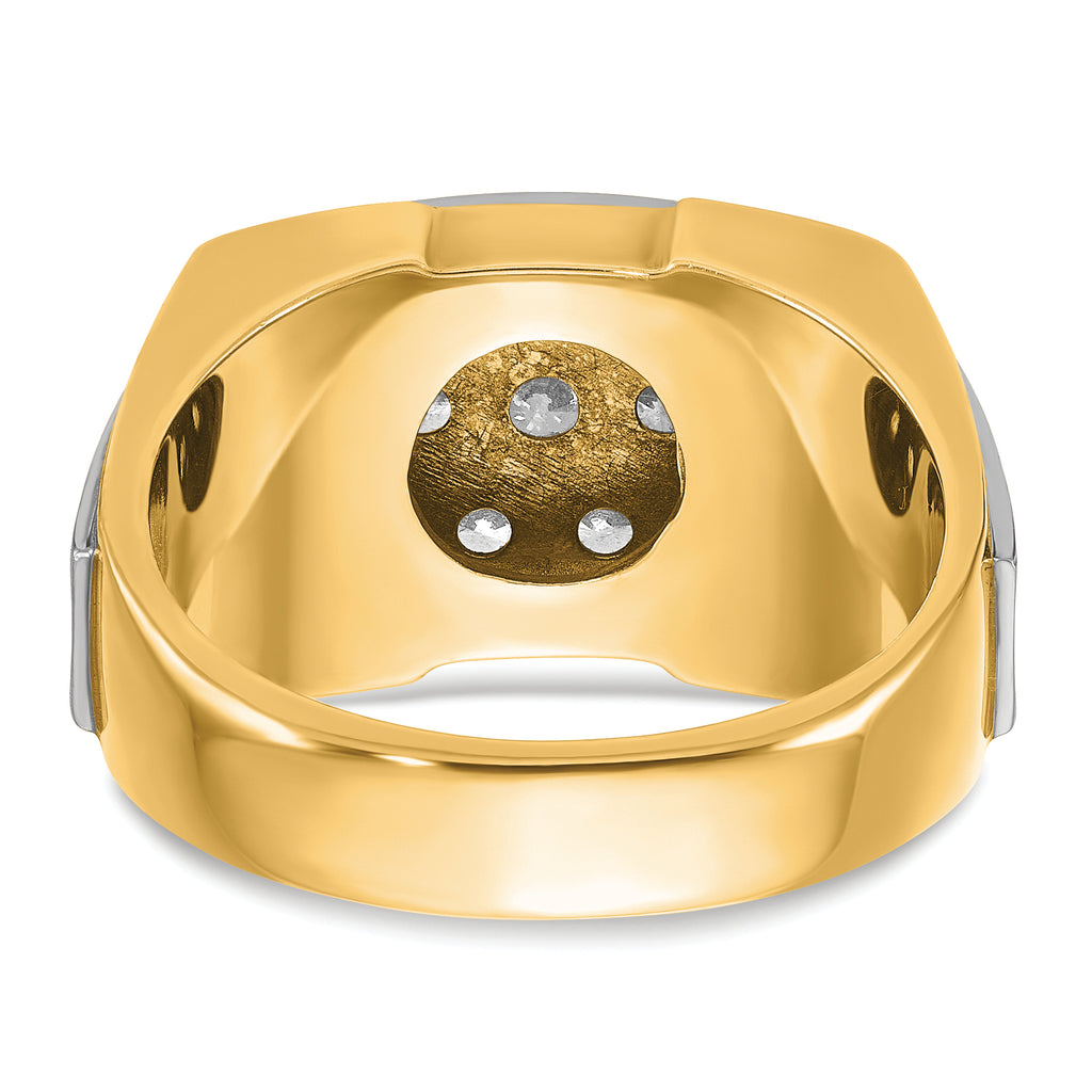 14k Two-tone Men's Polished and Satin 1 Carat AA Quality Diamond Cluster Ring - Sophia Jewelers