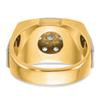 14k Two-tone Men's Polished and Satin 1 Carat AA Quality Diamond Cluster Ring - Sophia Jewelers