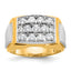 14k Two-tone Mens Polished and Satin Cluster Ring Mounting, Mounting Only - Sophia Jewelers