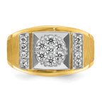 14k Two-tone Men's Polished and Satin 1/2 Carat AA Quality Diamond Cluster Ring - Sophia Jewelers