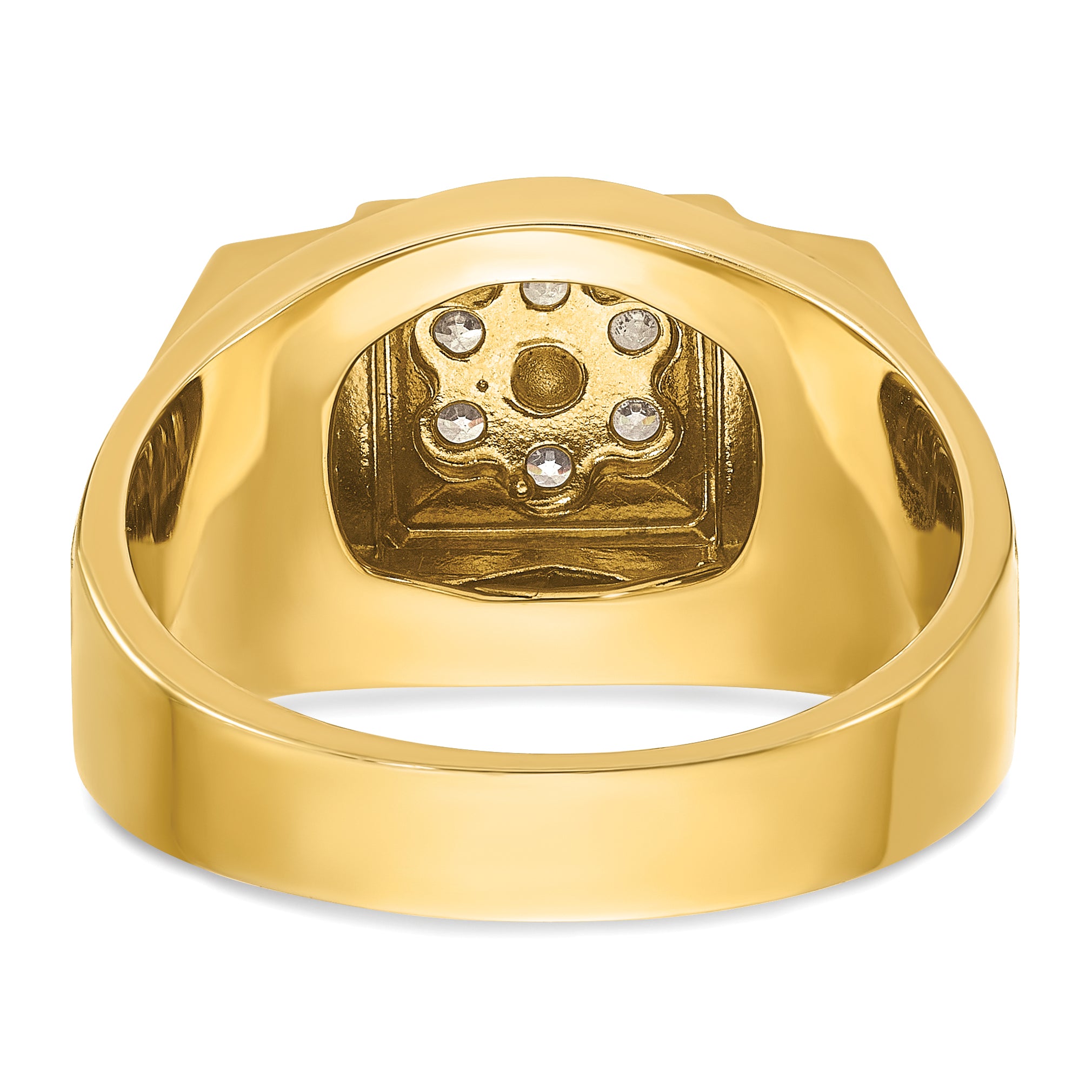14k Two-tone Mens Polished and Satin Cluster Ring Mounting, Mounting Only - Sophia Jewelers