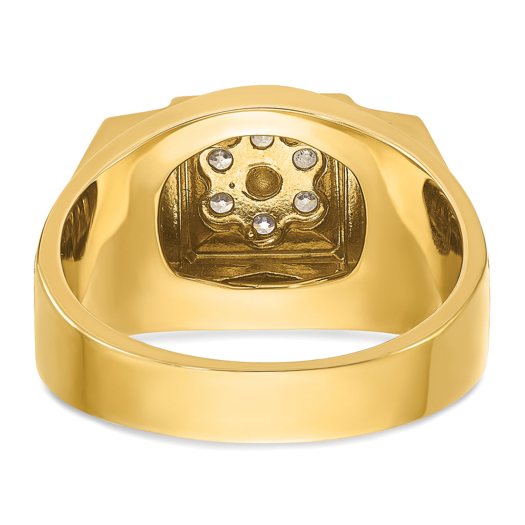 14k Two-tone Men's Polished and Satin 1/2 Carat AA Quality Diamond Cluster Ring - Sophia Jewelers