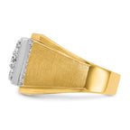 14k Two-tone Men's Polished and Satin 1 Carat AA Quality Diamond Cluster Ring - Sophia Jewelers