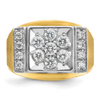 14k Two-tone Mens Polished and Satin Cluster Ring Mounting, Mounting Only - Sophia Jewelers