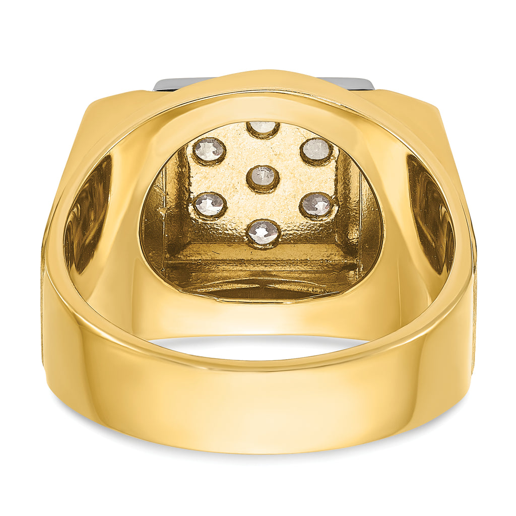 14k Two-tone Men's Polished and Satin 1 Carat AA Quality Diamond Cluster Ring - Sophia Jewelers