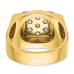 14k Two-tone Men's Polished and Satin 1 Carat AA Quality Diamond Cluster Ring - Sophia Jewelers