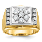14k Two-tone Mens Polished and Satin Cluster Ring Mounting, Mounting Only - Sophia Jewelers