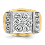 14k Two-tone Mens Polished and Satin Cluster Ring Mounting, Mounting Only - Sophia Jewelers