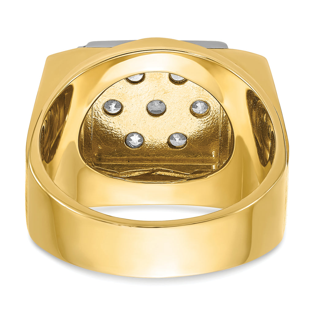 14k Two-tone Mens Polished and Satin Cluster Ring Mounting, Mounting Only - Sophia Jewelers
