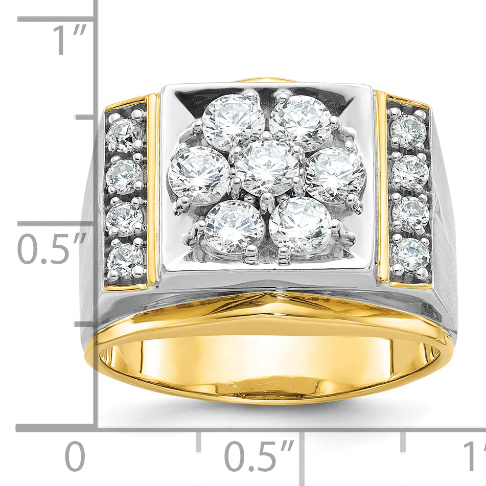 14k Two-tone Mens Polished and Satin Cluster Ring Mounting, Mounting Only - Sophia Jewelers