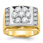 14k Two-tone Mens Polished and Satin Cluster Ring Mounting, Mounting Only - Sophia Jewelers