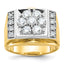 14k Two-tone Men's Polished and Satin 1 1/2 Carat AA Quality Diamond Cluster Ring - Sophia Jewelers
