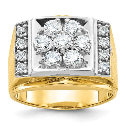 Men's Lab-Grown Diamond Cluster Ring in 14K Two-Tone Gold, 2.65mm (1 1/2 ct. tw.), Size 10 - Sophia Jewelers