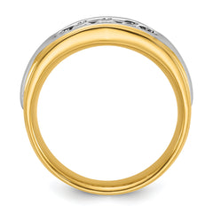 14k Two-tone 1/2 carat Lab Grown Diamond VS/SI+ G+ Complete Polished and Grooved Men's Ring