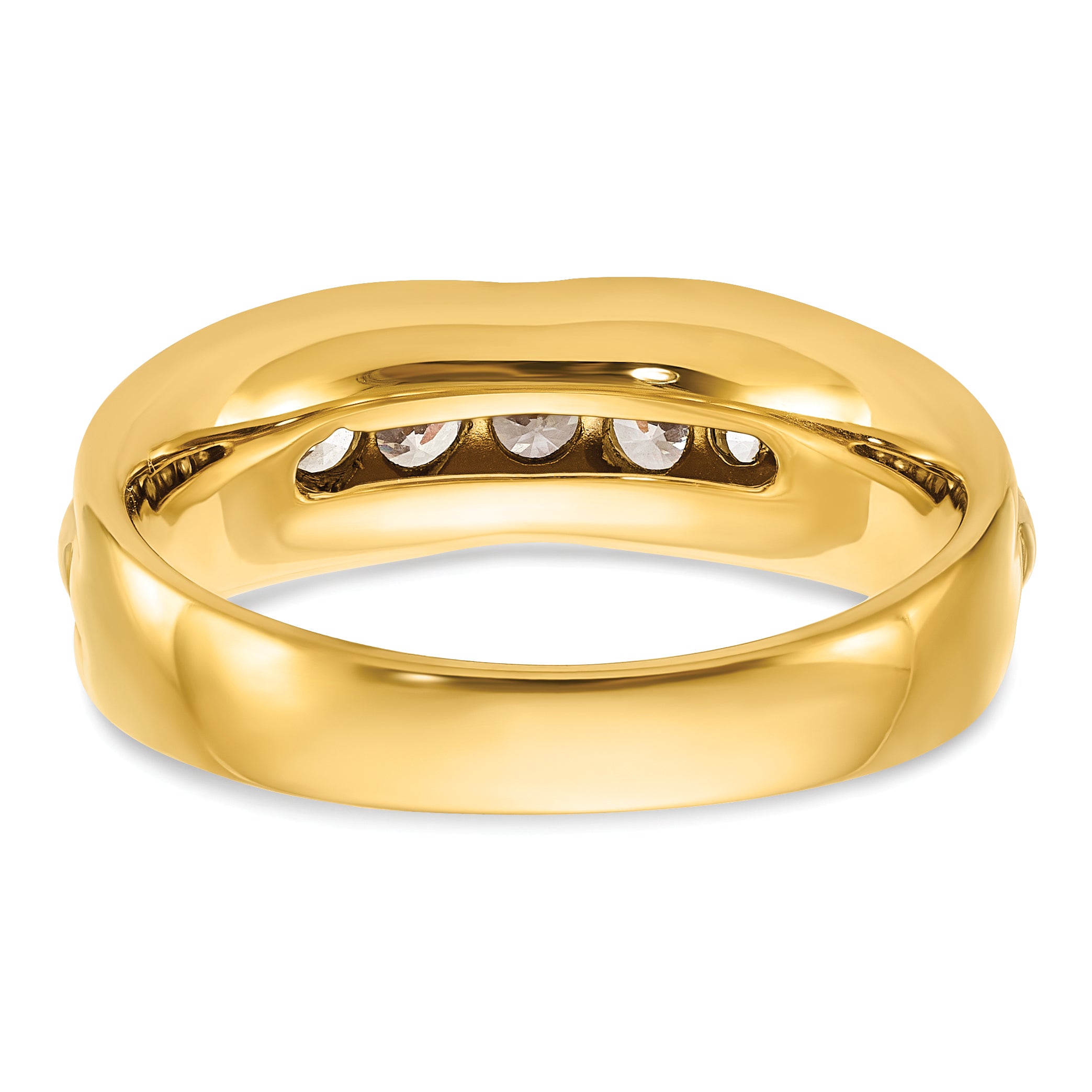 14k Two-tone 1/2 carat Lab Grown Diamond VS/SI+ G+ Complete Polished and Grooved Men's Ring