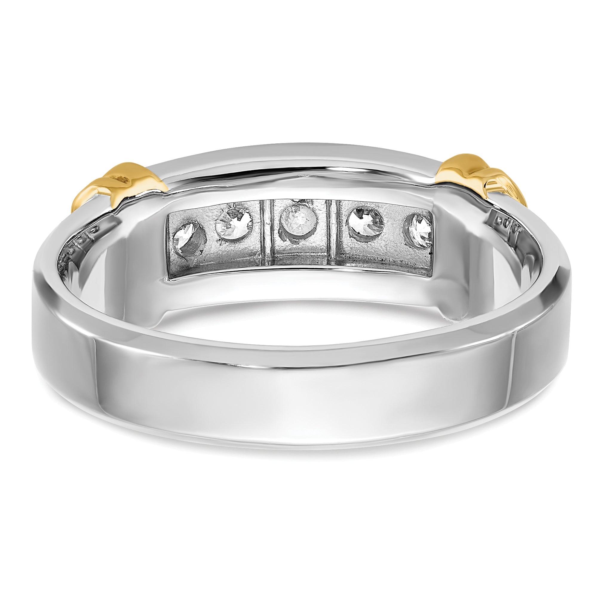 14k Two-tone Five Stone Polished Men's Ring Mounting, Mounting Only - Sophia Jewelers