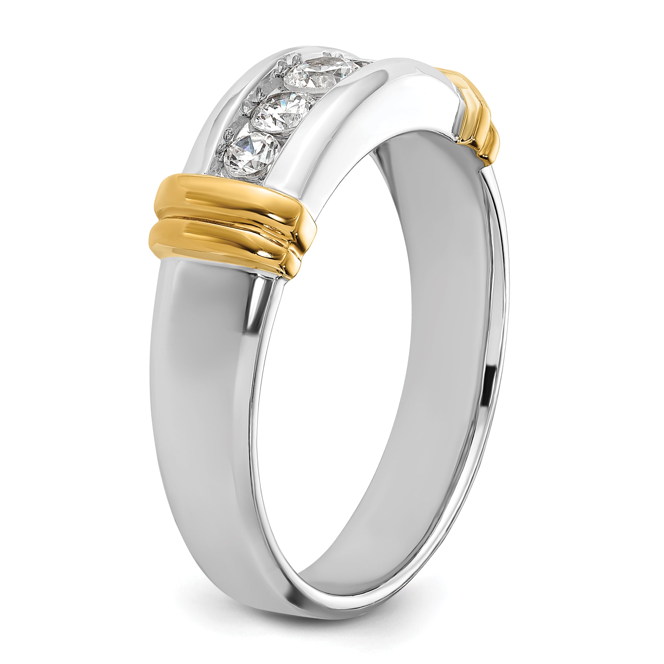 14k Two-tone Five Stone Polished Men's Ring Mounting, Mounting Only - Sophia Jewelers