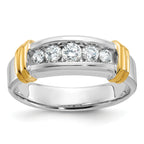 14k Two-tone Five Stone Polished Men's Ring Mounting, Mounting Only - Sophia Jewelers