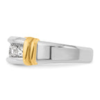 14k Two-tone Men's Polished and Grooved 5-Stone Ring Mounting, Mounting Only - Sophia Jewelers