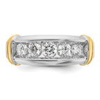 14k Two-tone Men's Polished and Grooved 5-Stone 1 Carat AA Quality Diamond Ring - Sophia Jewelers
