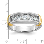14k Two-tone Men's Polished and Grooved 5-Stone 1 Carat AA Quality Diamond Ring - Sophia Jewelers