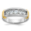 14k Two-tone Men's Polished and Grooved 5-Stone Ring Mounting, Mounting Only - Sophia Jewelers
