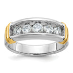 14k Two-tone Men's Polished and Grooved 5-Stone 1 Carat AA Quality Diamond Ring - Sophia Jewelers