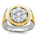 14k Two-tone Men's Polished Satin and Diamond-cut Round 2 Carat AA Quality Diamond Cluster Ring - Sophia Jewelers