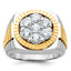 14k Two-tone Mens Polished Satin and Diamond-cut Round Cluster Ring Mounting, Mounting Only - Sophia Jewelers
