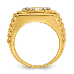 14k Men's Polished Satin and Diamond-cut Round 2 Carat Lab Grown Diamond Cluster Ring - Sophia Jewelers