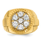 14k Men's Polished Satin and Diamond-cut Round Cluster Ring Mounting, Mounting Only - Sophia Jewelers